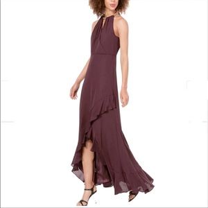 Calvin Klein Chiffon Hi-Low Evening Gown